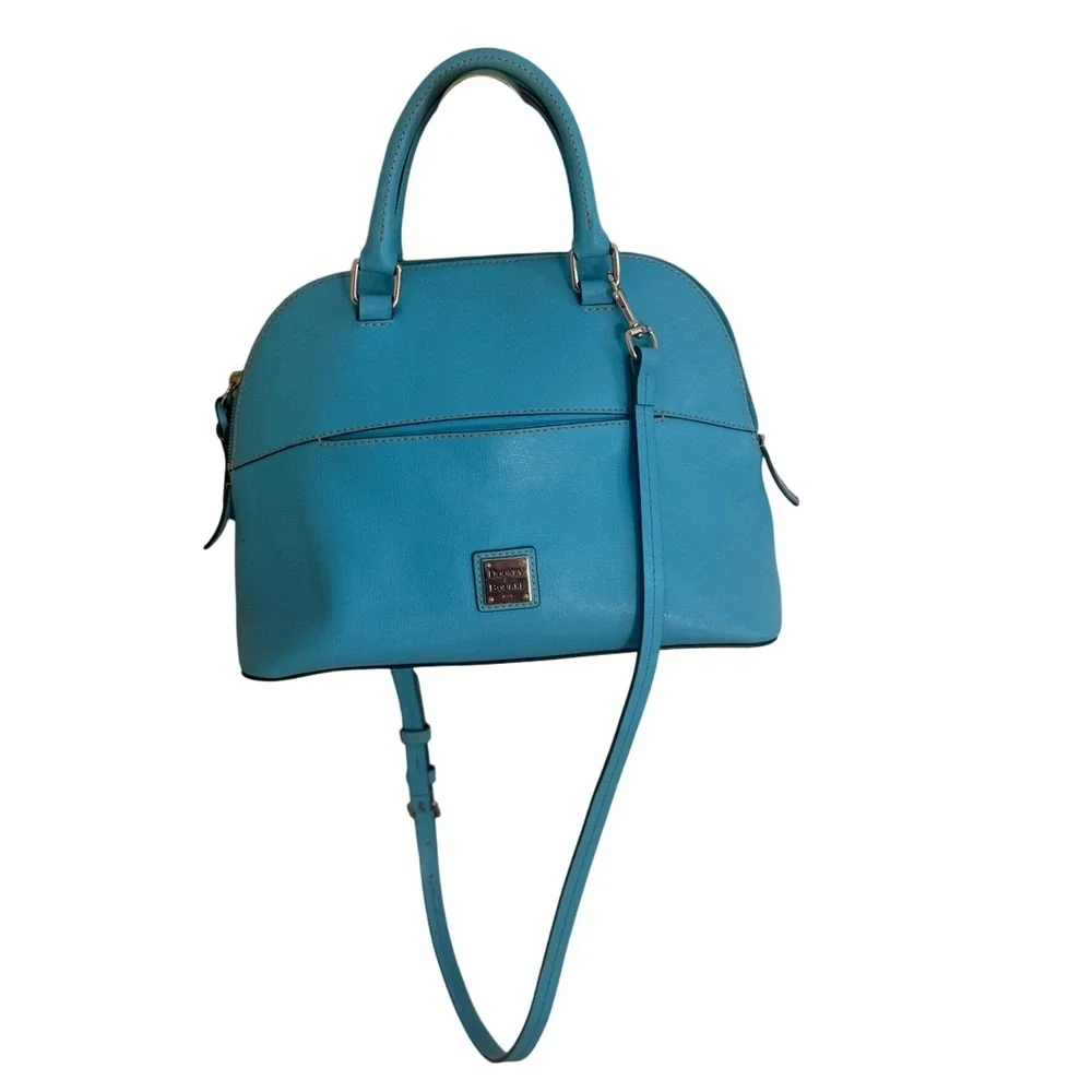 Dooney & Bourke Carter Satchel Blue Saffiano Leather‎ Top Handle Crossbody Bag